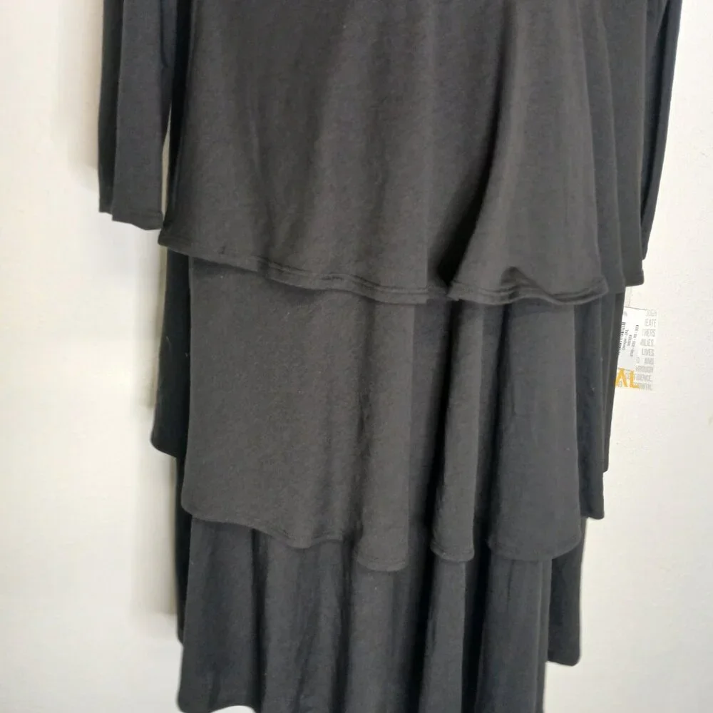 NWT LuLaRoe Georgia Black 3 tier ruffle mid length dress long sleeve size 3X - Picture 4 of 9